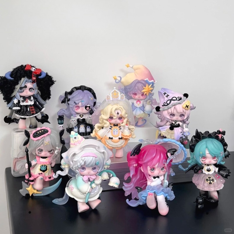 Model Kit Anime Girl - ニニタ魔女啓示シリーズブラインドボックスかわいいニニタアニメ人形サプライズバッグミステリーボックスアニメフィギュアデスクトップ装飾女の子のおもちゃ